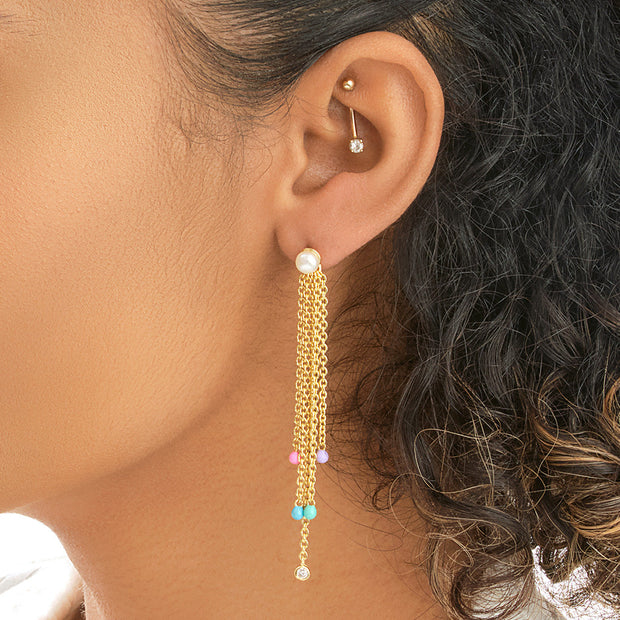 Delmare Enamel & Pearl Dangle Earrings