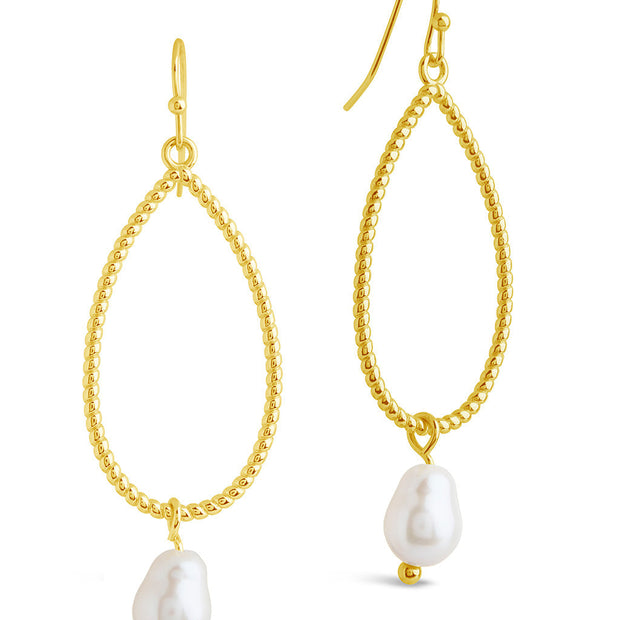 Elyse Pearl & Oval Drop Dangle Earrings
