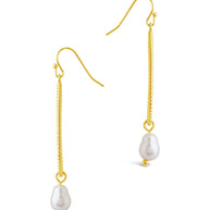 Elyse Pearl & Oval Drop Dangle Earrings
