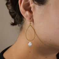 Elyse Pearl & Oval Drop Dangle Earrings