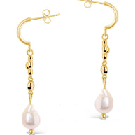 June CZ Flower & Pearl Hoop Earrings