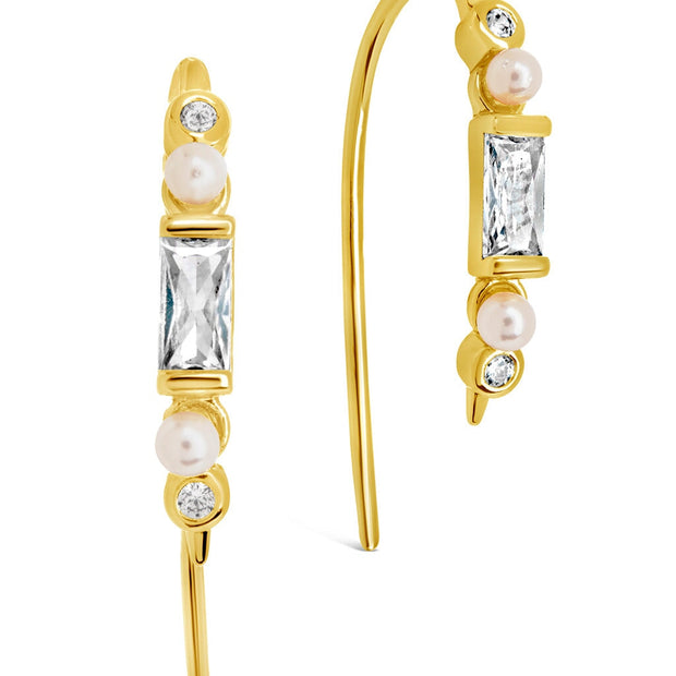 Nadia CZ & Pearl Threader Earrings