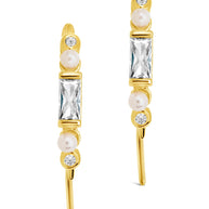 Nadia CZ & Pearl Threader Earrings