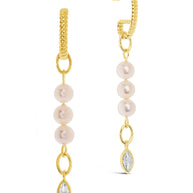 Ivanna CZ Charm Pearl Dangle Earrings