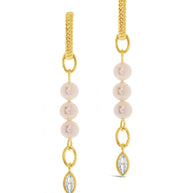 Ivanna CZ Charm Pearl Dangle Earrings
