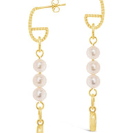 Ivanna CZ Charm Pearl Dangle Earrings