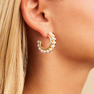 Pearl Bubble Hoop Earrings
