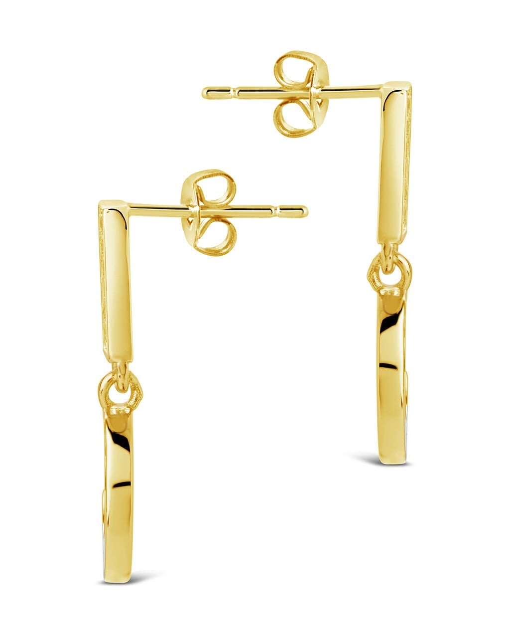 Valeria CZ & Moonstone Crescent Drop Stud Earrings