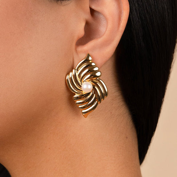 Fantaise Pearl Statement Stud Earrings