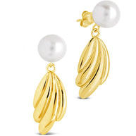 Chérie Pearl Shell Drop Stud Earrings