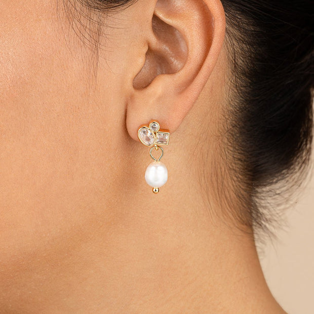 Penny CZ & Pearl Cluster Studs