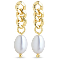 Hana Chain Drop Pearl Earrings