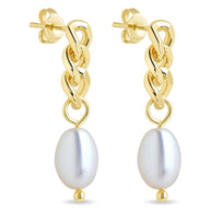 Hana Chain Drop Pearl Earrings