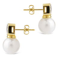 Hilda Pearl & Emerald Cut CZ Studs