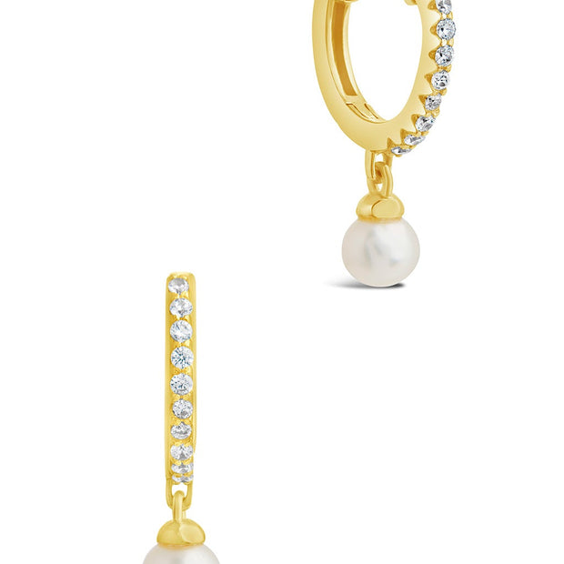 Sterling Silver Maggie CZ & Pearl Hoop Earrings