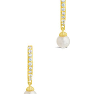 Sterling Silver Maggie CZ & Pearl Hoop Earrings