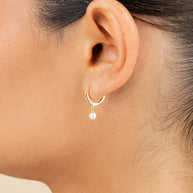 Sterling Silver Maggie CZ & Pearl Hoop Earrings