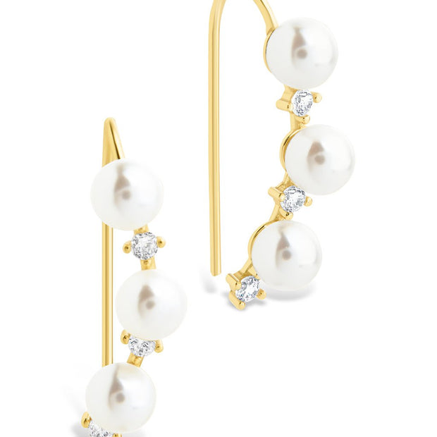 Sterling Silver Siena CZ & Pearl Threader Earrings