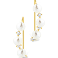 Sterling Silver Siena CZ & Pearl Threader Earrings