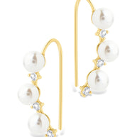 Sterling Silver Siena CZ & Pearl Threader Earrings