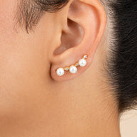 Sterling Silver Siena CZ & Pearl Threader Earrings