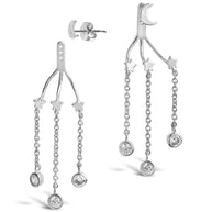 CZ Moon & Star Jacket Earrings