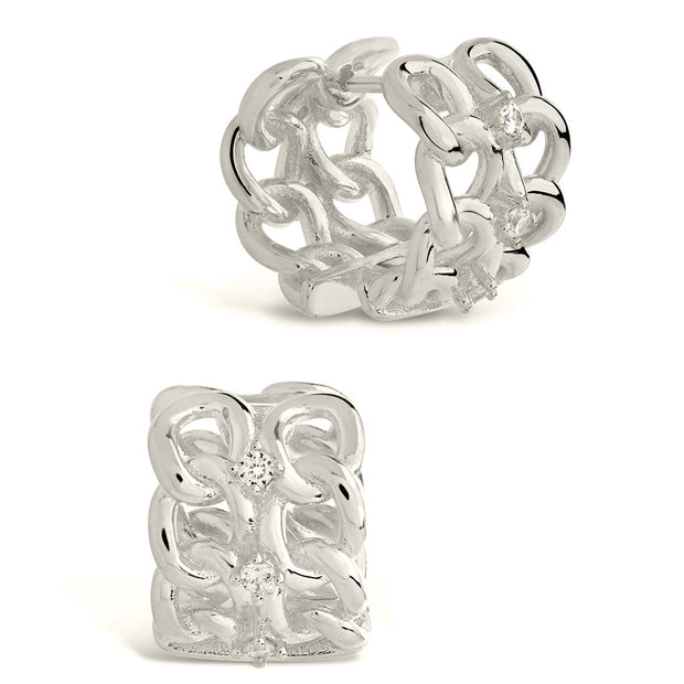 Carleene CZ Chain Huggie Hoop Earrings