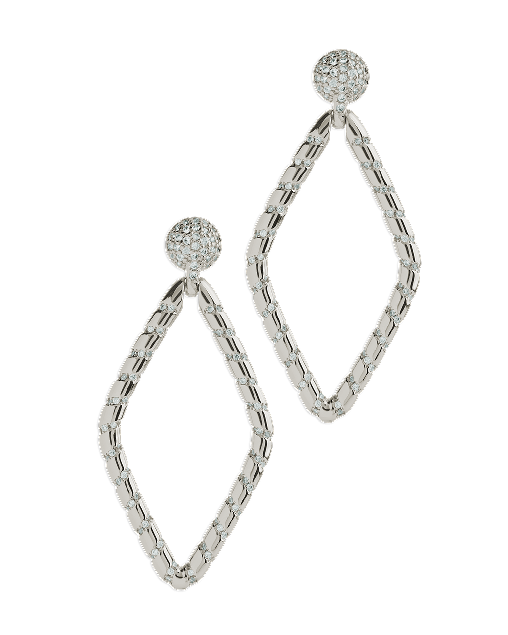 Geometric CZ Diamond Drop Stud Earrings