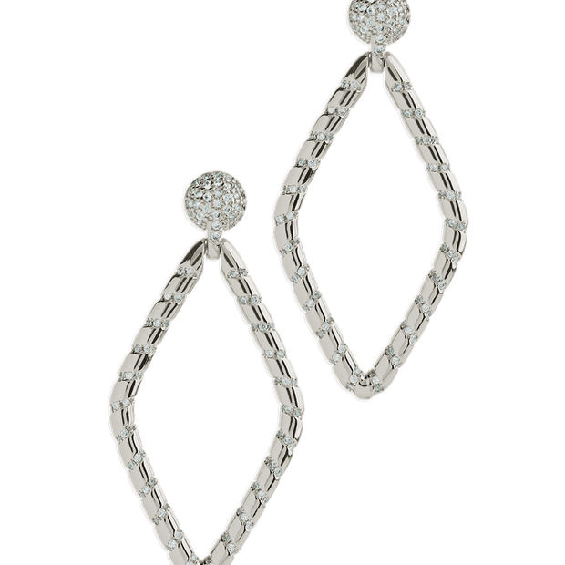 Geometric CZ Diamond Drop Stud Earrings