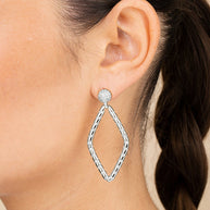 Geometric CZ Diamond Drop Stud Earrings