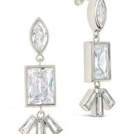 Bella Square & Oval CZ Drop Earrings