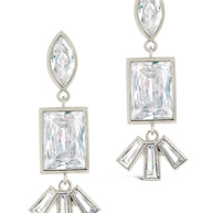 Bella Square & Oval CZ Drop Earrings
