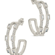 Neah CZ Station Hoop Earrings