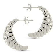 CZ Studded Croissant Hoop Earrings