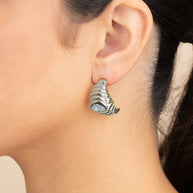 CZ Studded Croissant Hoop Earrings