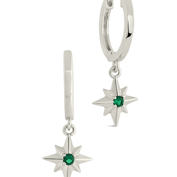 Demi CZ Burst Charm Hoop Earrings
