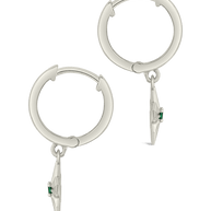 Demi CZ Burst Charm Hoop Earrings