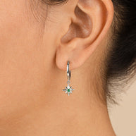 Demi CZ Burst Charm Hoop Earrings