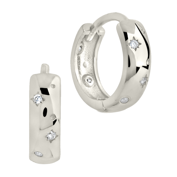 Greer CZ Burst Micro Hoop Earrings