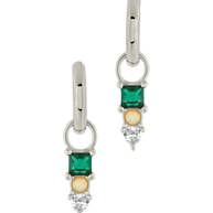 Harmony CZ & Opal Charm Hoop Earrings