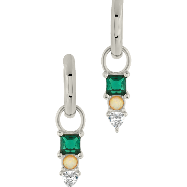 Harmony CZ & Opal Charm Hoop Earrings