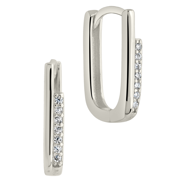 Nadine CZ Rectangle Hoop Earrings