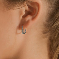 Nadine CZ Rectangle Hoop Earrings