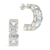 Nyssa Bezel CZ Station Hoop Earrings