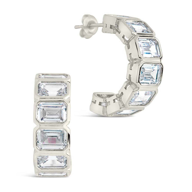 Nyssa Bezel CZ Station Hoop Earrings
