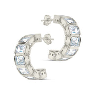Nyssa Bezel CZ Station Hoop Earrings
