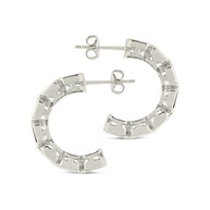 Nyssa Bezel CZ Station Hoop Earrings