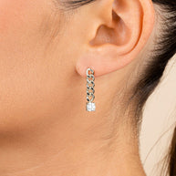 Phoebe CZ Chain Link Drop Stud Earrings