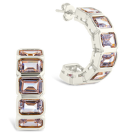 Nyssa Bezel CZ Station Hoop Earrings