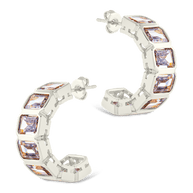 Nyssa Bezel CZ Station Hoop Earrings